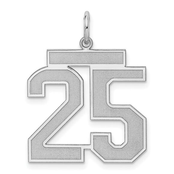 Sterling Silver Jersey Collection Large Number 25 Pendant